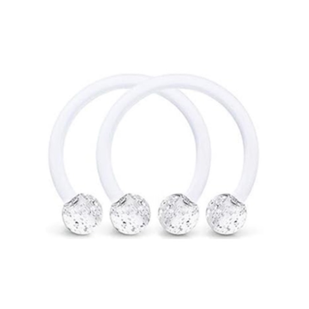 Clear Acrylic Curved Piercing Retainers | Sparkle Ball Ends | Horseshoe Barbell